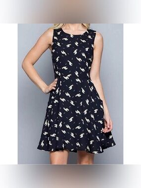 LA SOUL Women's Dress Llama Print on Navy Blue Size Large